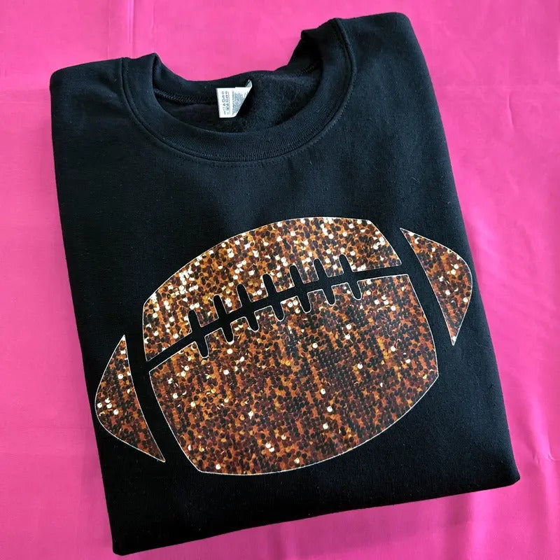 FAUX Glitter Football Gildan Sweatshirt