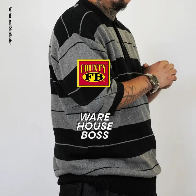 FB COUNTY Men's Charlie Brown Shirt FBCOUNTY Casual Button Up Striped Shirts Two Toned Heavyweight Polo Shirts Stylish Hip Hop Harem