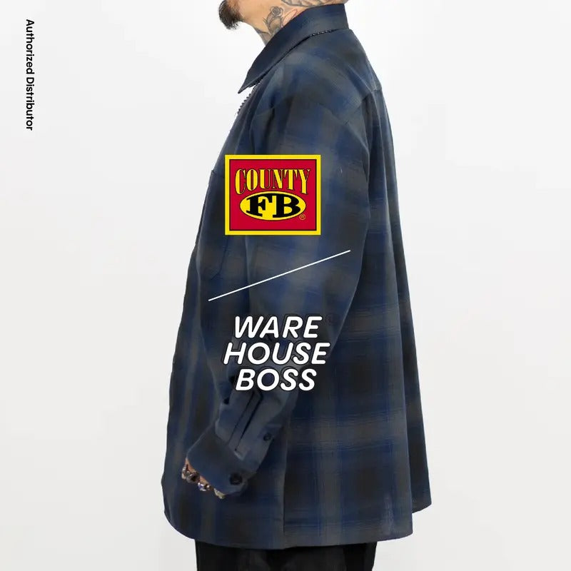 FB COUNTY Men's Long Sleeve Checker Flannel Shirts FBCOUNTY Casual Two Toned Plaid Short Sleeve Checker Pattern Shirts Pocket Hip Hop Harem