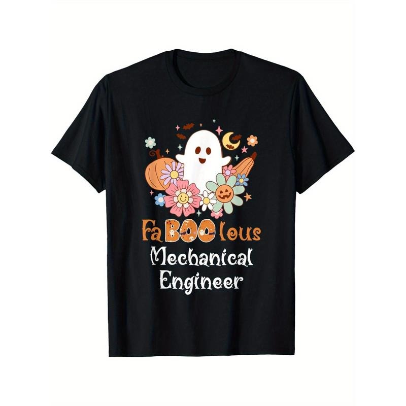 Faboolous Mechanical Engineer Boo Funny Halloween T-Shirt for Men Women, Christmas Gift Halloween Thanksgiving day Gift, Unsex Soft Fabric, Comfortable Black Short Sleeve Tees Perfect for Autumn Made in USA