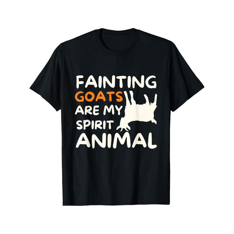 Fainting Goats Are My Spirit Animal - Funny Goat Lover T-shirt Comfortable, Casual Short Sleeve, Daily Wear, All Season, Black, Men Made in USA