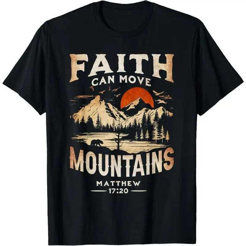 Faith Can Move Mountains Classic Art Western Matthew 17:20 T-Shirt Made in USA