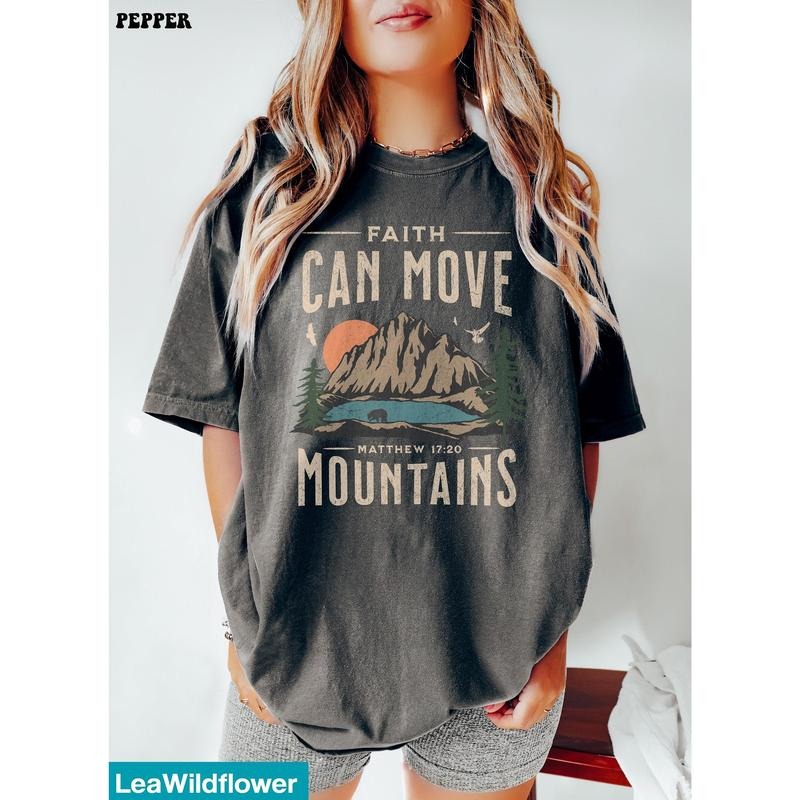 Faith Can Move Mountains, Boho Christian Shirt, Bible Verse Shirt, Jesus Tshirt, Trendy Christian shirt