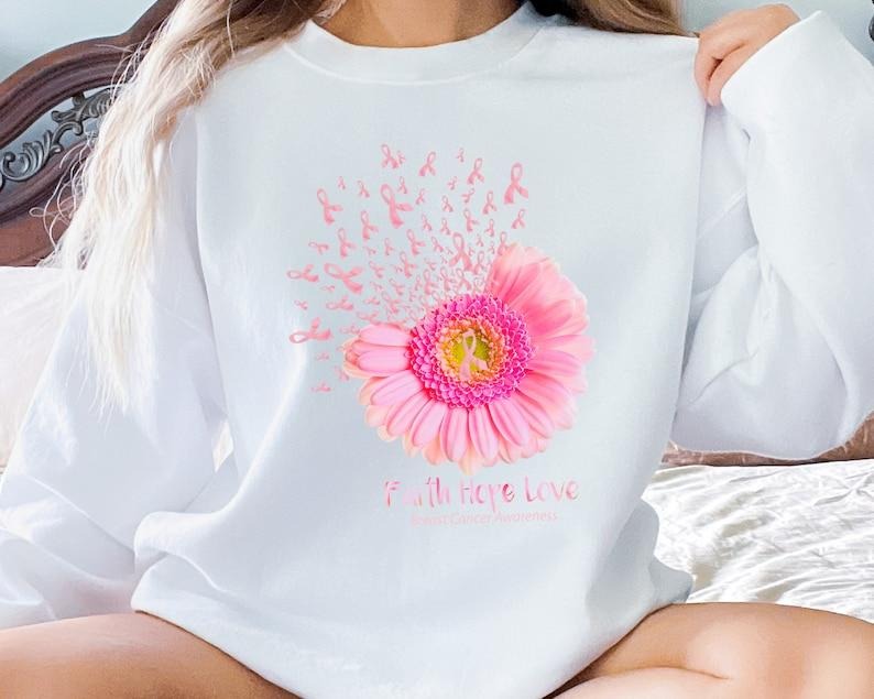 Faith Hope Love Cancer Awareness Sweatshirt, Warrior Sweatshirt, Cancer Support Hoodie, Breast Cancer Shirts for Women, Pink Ribbon T-shirt, sweater and Hoodie