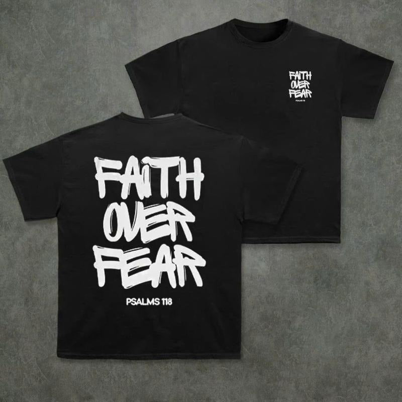 Faith Over Fear Christian T-Shirt Clothing Womenswear , for Menswear Fabric