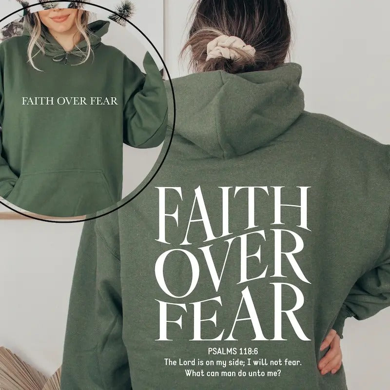 Faith Over Fear Christian Hoodie, Christian Sweatshirt, Jesus Hoodie, Trendy Hoodie, Bible Verse Hoodie