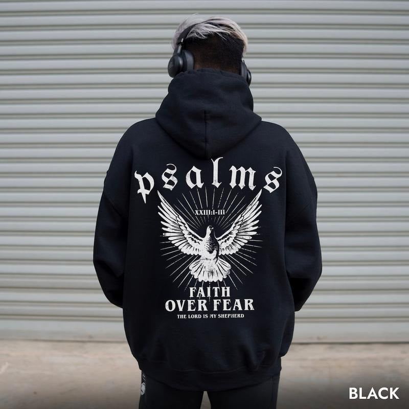 Faith Over Fear Hoodie Bible Verse Hoodie Cotton Menswear