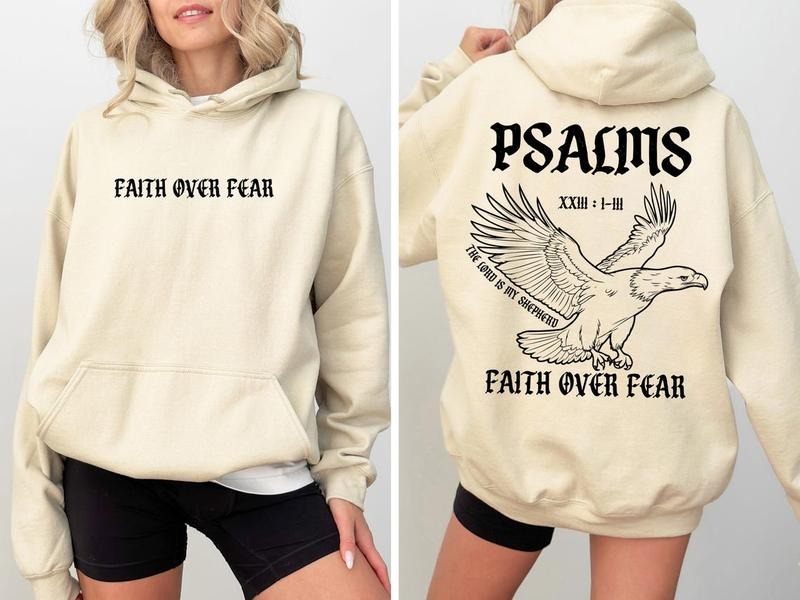 Faith Over Fear Hoodie, Aesthetic Christian Sweatshirt Cotton Womenswear