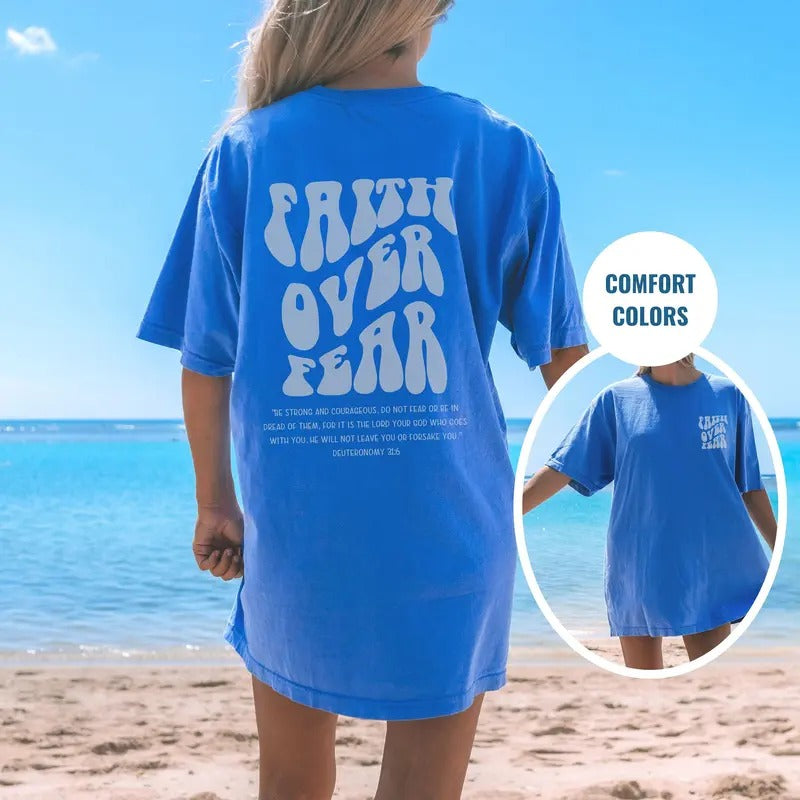 Faith Over Fear Shirt Jesus Is King Tshirt Comfort Colors Religious Tee Christian Shirt For Her Christian Shirt Religious Shirt TK43GN