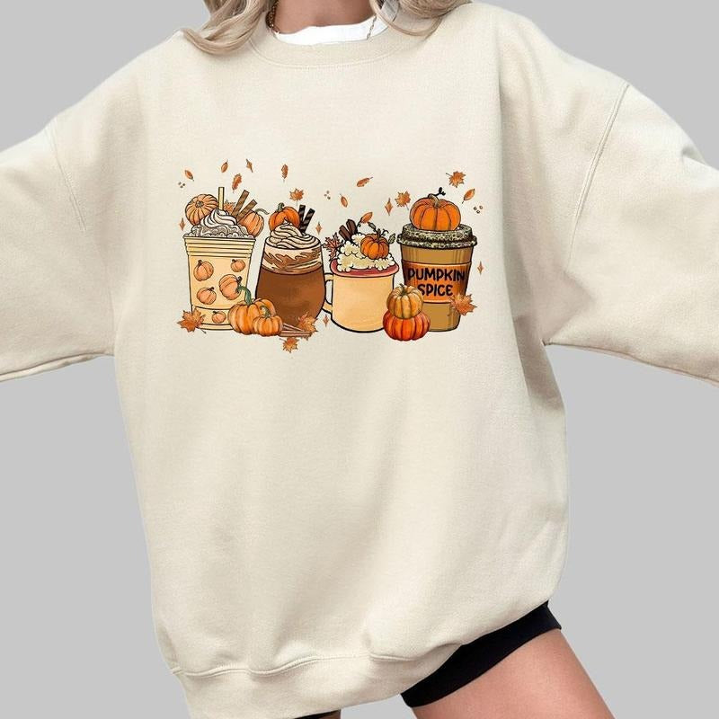 Fall Coffee Shirt, Cute Fall Sweatshirt, Coffee Lover tee Shirt, Halloween Pumpkin Latte Drink Cup, Pumpkin Spice Shirt, Thanksgiving Shirt, Fall Coffee Cup Shirt, Spooky Season, Fall Women Top