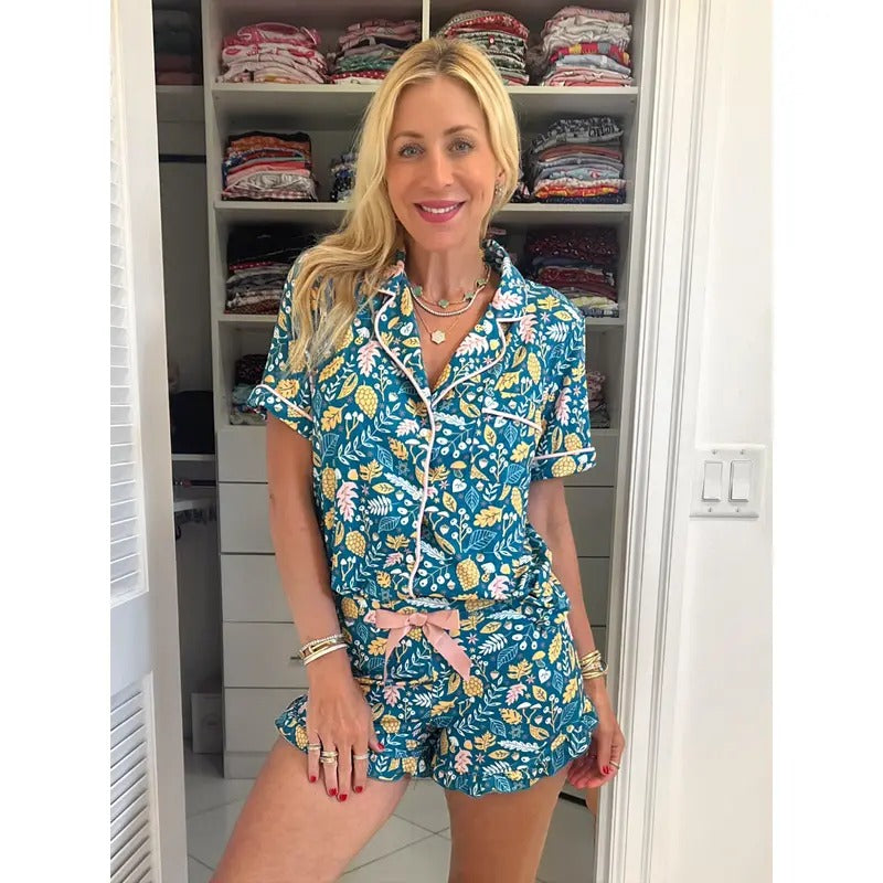 Fall Leaves Ruffle Pajama Shorts Set