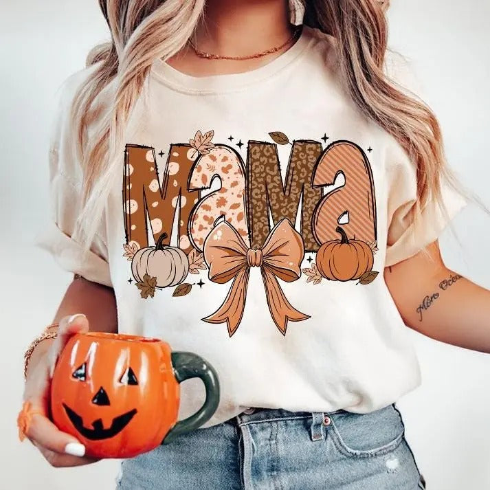 Fall Mama Shirt, Fall Mama Coquette Pumpkin Sweatshirt, Fall Vibes Unisex Cotton Shirt, Autumn Coquette Unisex Sweatshirt, Coquette Mama Cotton Shirt