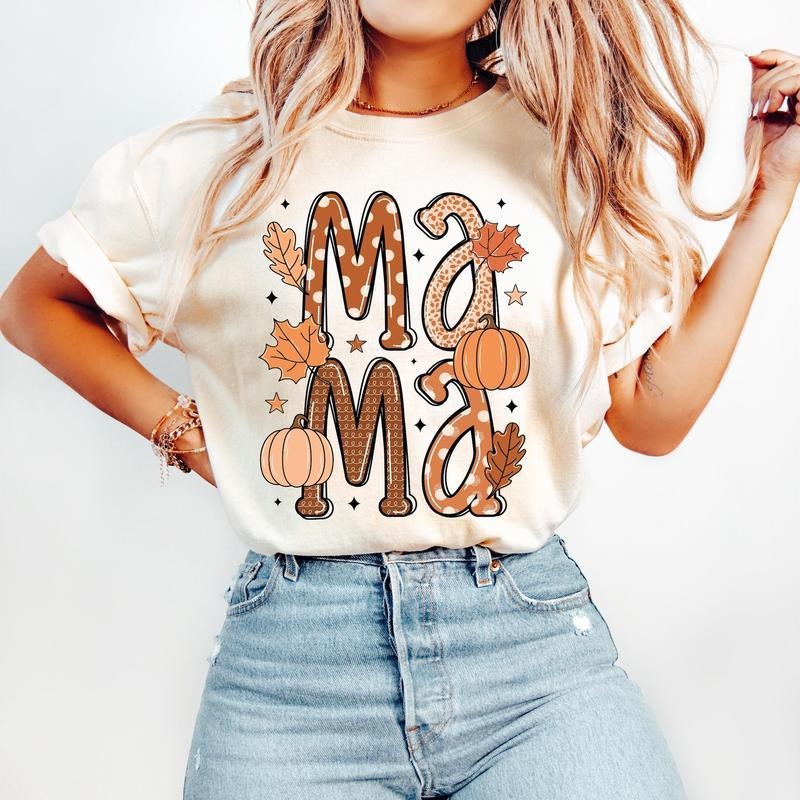 Fall Mama T-Shirt-sweatshirt-hoodie, Autumn Pumpkin T-Shirt, Retro Fall T-Shirt, Fall Doodle Letters, Fall Vibes T-Shirt, Pumpkin Spice T-Shirt, tshirt hot trend 2025