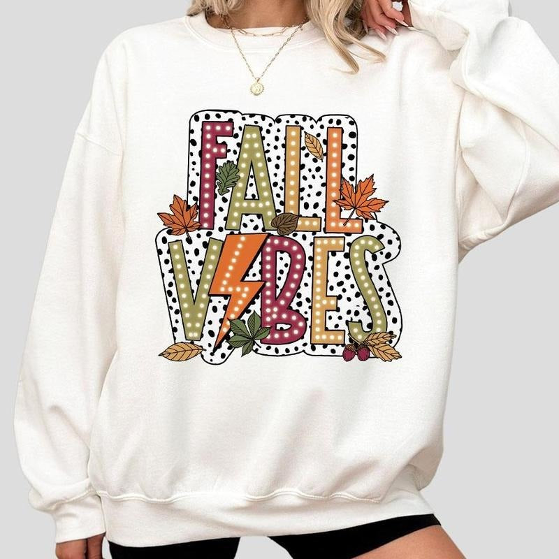 Fall Vibes Sweatshirt, Autumn Shirts, Shirt For Women, Leopard Fall Season Shirt, Retro Fall Sweatshirts, Fall Season Sweatshirt For Her, Women's Tops, Halloween Sweatshirt, Fall Sweatshirt, Cute Thanksgiving Sweatshirt, Fall Time Shirts