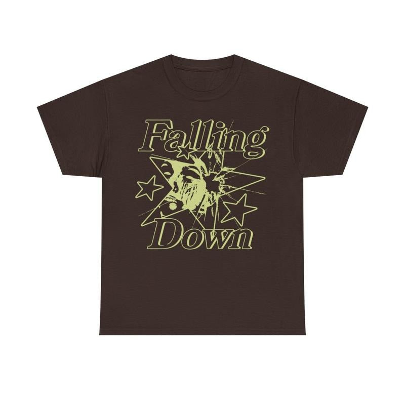 Falling Down Rockstar T-Shirt Y2k 90s Hip-Hop Tee Aesthetic Heavy Cotton Graphic T-Shirt Tshirt Shirt HipHop Rap Tee Casual Classic Menswear Retro Top Vintage Comfy Day