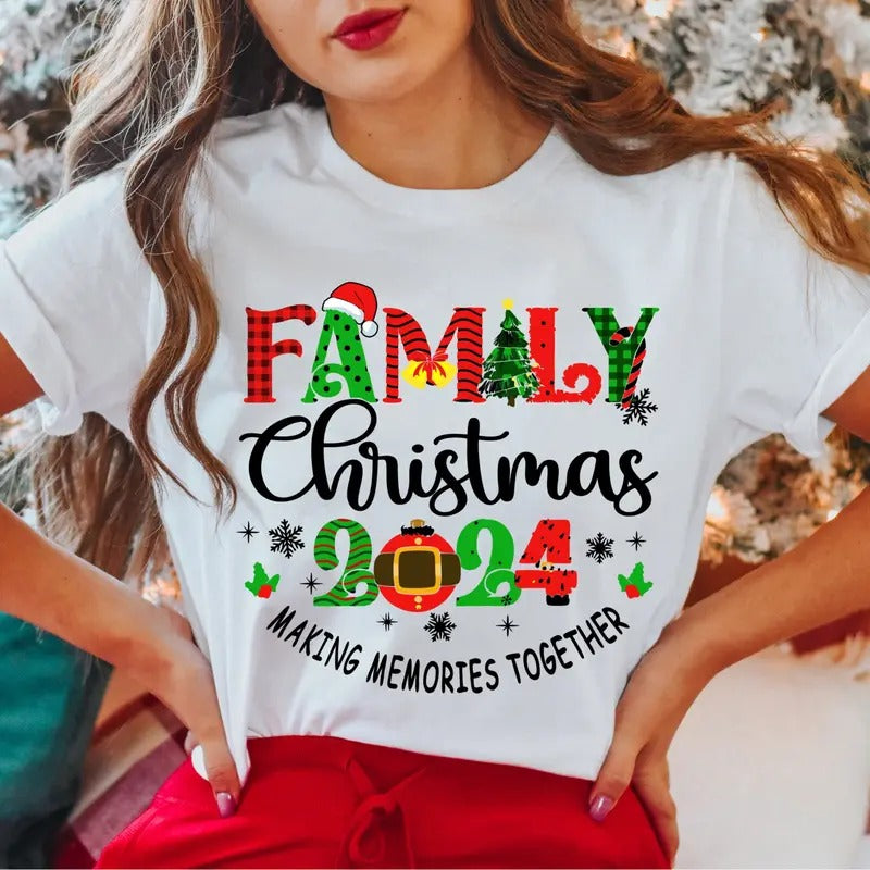 Family Christmas 2024 T-Shirt, Family Christmas Santa Hat Shirt, Matching Family Christmas Tee, Christmas Holiday Tee, Christmas Family Group Shirt.