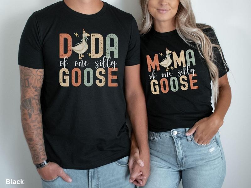 Family Matching Silly Goose Birthday Shirts Goose Theme 1st Birthday Outfit Funny Goose T-shirts First Birthday Mama Goose Dada Goose