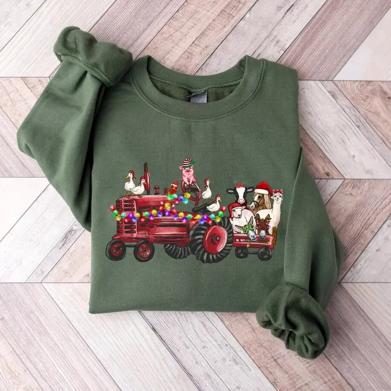 Farm Animals Christmas Tshirt Sweatshirt, Christmas Farm Animals Truck Shirt, Christmas Animals Shirt, Country Christmas