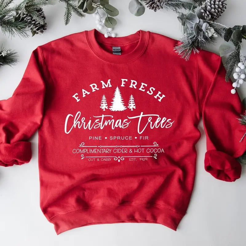 Farm Fresh Christmas Trees Shirt, Pine Spruce Fir, Christmas Gift Ideas, Holiday Shirt, Christmas 2024 Sweatshirt , Unisex Adult Tee, Winter Tee Classic Cotton