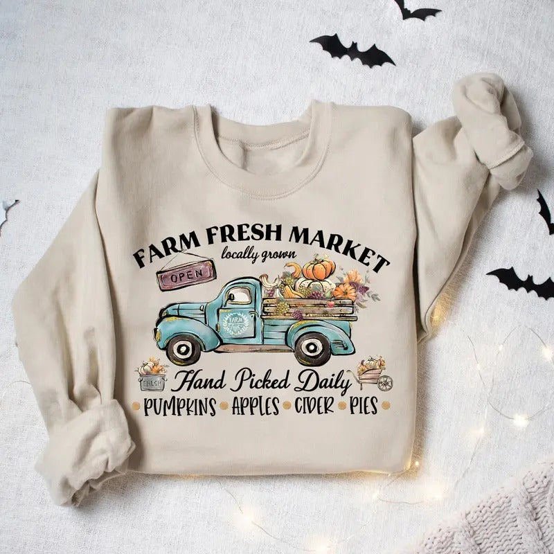 Farm Fresh Pumpkin Sweatshirt, Fall Pumpkin Season, Pumpkin Spice Sweater, Fall Crewneck Sweatshirt, Pumpkin Sweatshirt, Fall Sweater, Pumpkin Patch Sweatshirt, Womens Fall Shirt, Fall Thanksgiving Gift Shirt