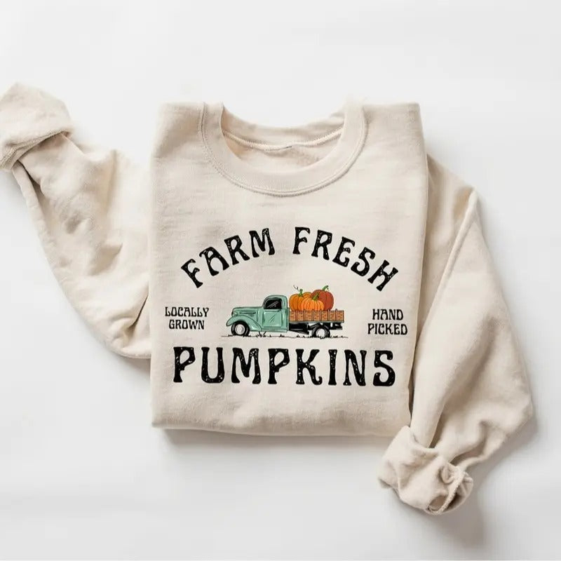 Farm Fresh Pumpkins Fall Women sweatshirt Thanksgiving sweater Fall Pumpkin