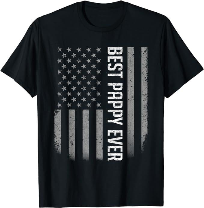 Father's Day T-Shirt, Gifts For Dad, American Flag Dad Shirt Gift For Fathers Day Best Pappy Ever T-Shirt Menswear Top
