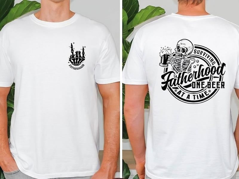 Fatherhood Front And Back Shirt, Surviving Fatherhood One Beer At A Time Tshirt, Funny Father Tee, Drinking Husband, Fathers's Day Gift, Gift for Dad