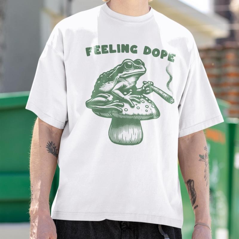 Feeling Dope Frog Vintage T Shirt 420 Shirt Frog Getting High Shirt Funny Magic Mushroom Shirt Gift For Animals Stoned