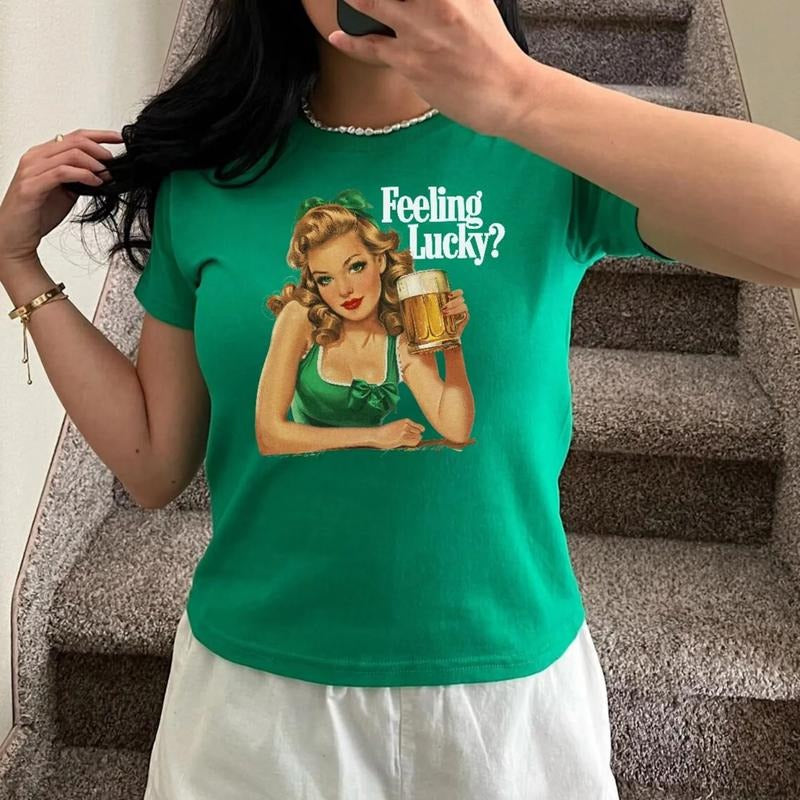 Feeling Lucky Baby Tee, Patty's Day Shirt, St Patrick's Day Baby Tee, Irish Drinking Shirt, Lucky Charm Baby Tee, Paddy's Day Outfit, Women Baby Tee