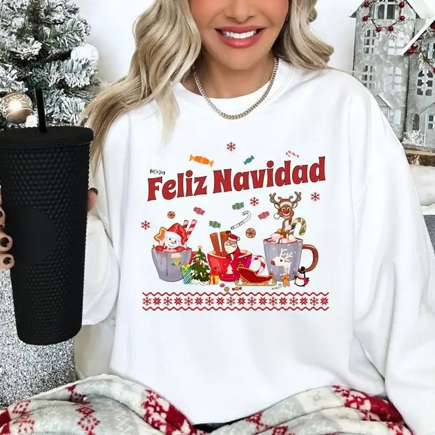 Feliz Navidad Merry Christmas sweatshirt, Spanish Christmas, Christmas gift, Christmas sweater in Spanish,