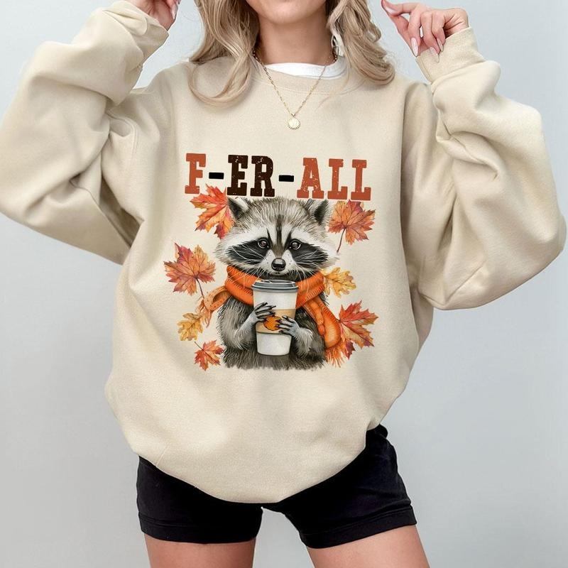Feral Girl Fall Raccoon Comfort Shirt, Fall Comfort Tee, Feral Fall Shirt, Autumn Raccoon Lover, Funny Fall Tee, Funny Raccoon Autumn Lover Graphic Tee, Cute Racoon Fall Tee, Pumpkin Shirt, Fall Women Top