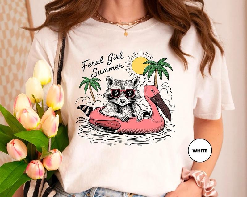 Feral Girl Summer Raccoon Shirt, Funny Meme Raccoon Sweatshirt, Funny Raccoon Tee, Feral Summer Shirt, Cowgirl Shirt, Western TShirt, Rodeo Shirt, Summer Girl Shirt