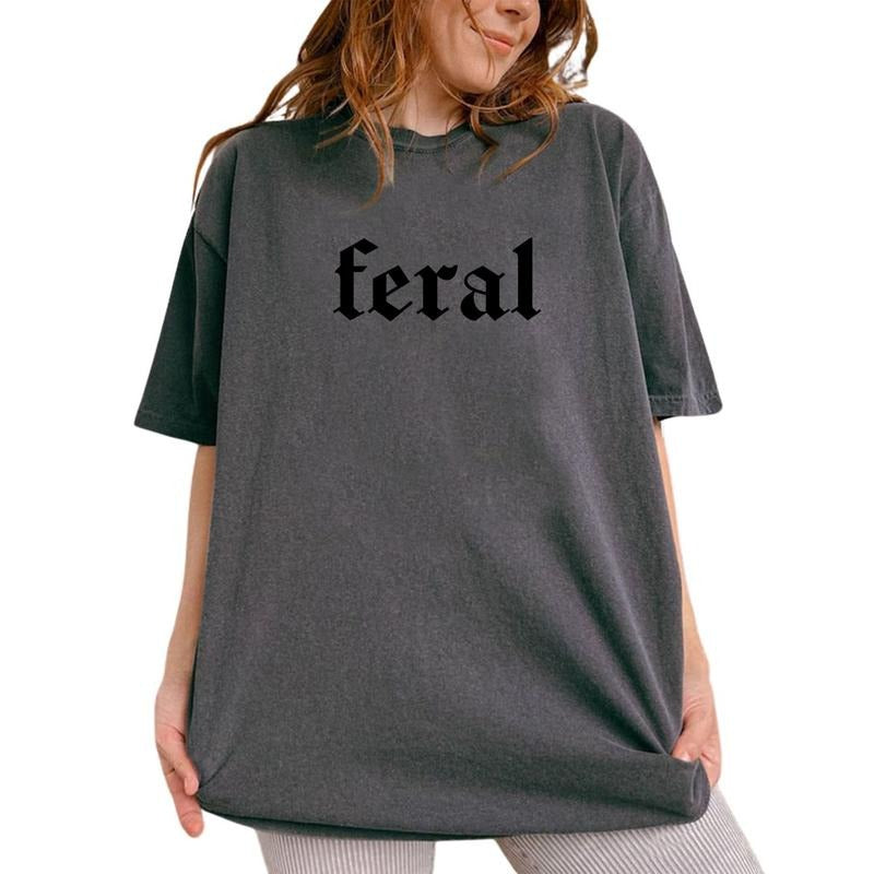 Feral Vintage Shirt, Vintage Stay Feral Tee, In My Feral Era Graphic Printed Tee, Sarcastic Funny Adult Unhinged Shirt, Feral Women Comfy Fabric Oversized Graphic Tee, Women's Tops, Womenswear, Cotton Fabric Tee