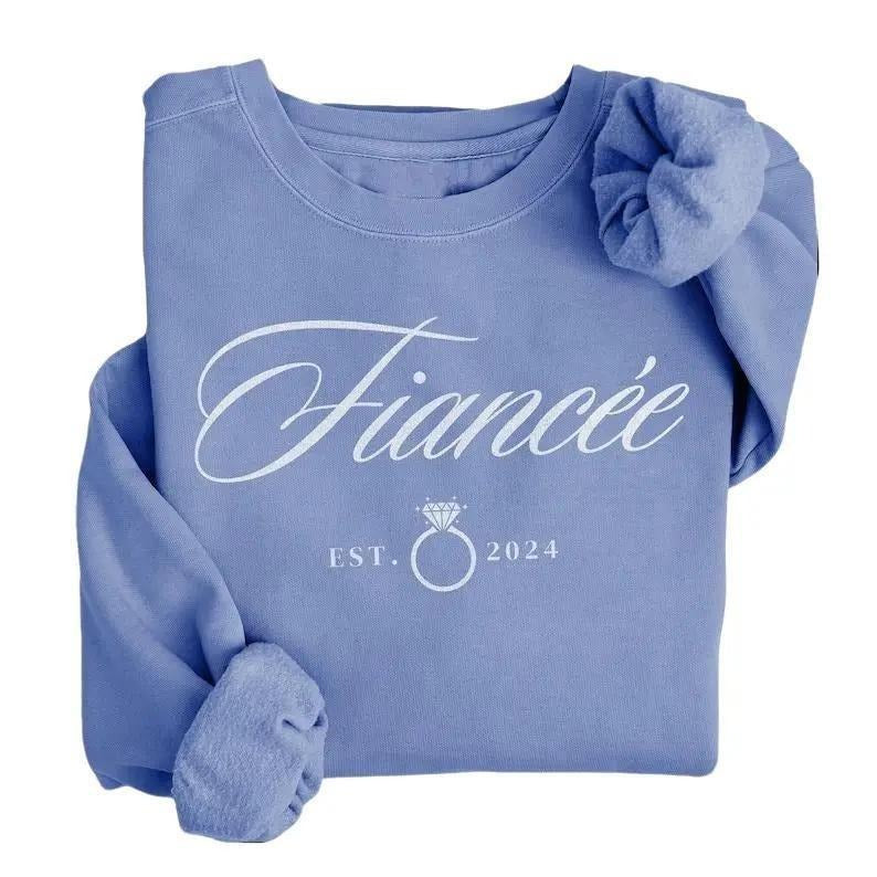 Fiancee Fiance Engagement Sweatshirt, T-shirt Ring Announcement Ideas, 2025 -2026 Bride to Be Gift Idea, Unisex Cotton Day