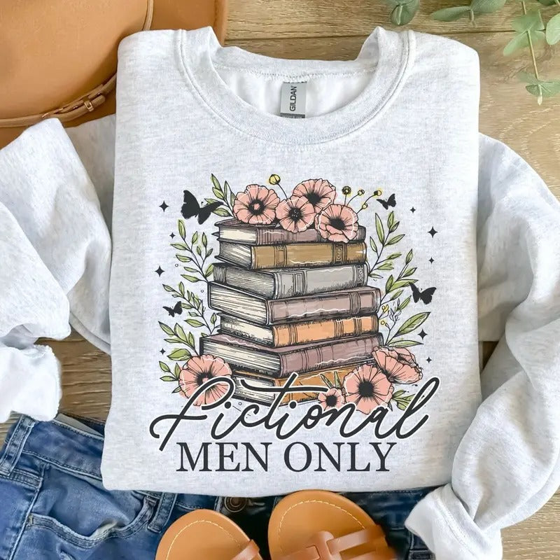 Fictional Men Only Booktok Sweatshirt - Ash Grey - Sublimation - Unisex Sizing