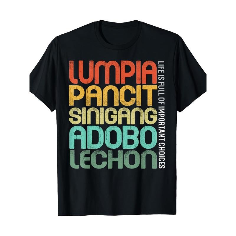 Filipino Philippine Food Lumpia Pancit Sinigang Adobo Lechon T-Shirt Made in USA