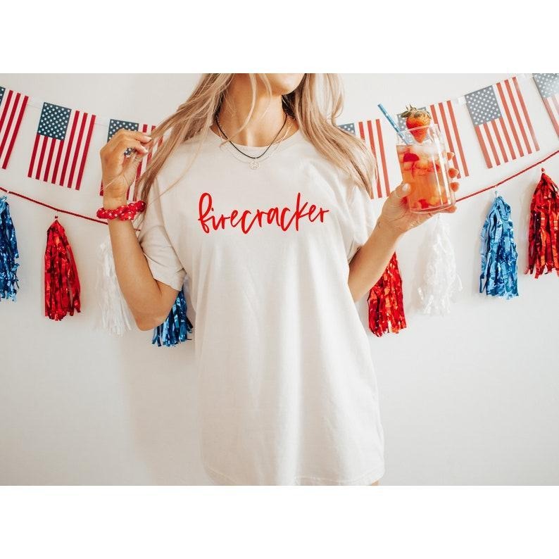 Firecracker Shirt For 4th Of July, Trendy Independence Day Tee, USA Shirt, Patriotic Shirt, Miss Firecracker, Cute Fourth of July Shirt Hoodie, T-shirt and sweater