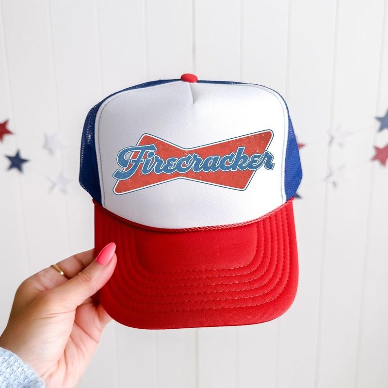 Firecracker, Patriotic, Snapback Trucker Hat, America, USA, Independence Day, Patriotic Cap for Women, Sassy Graphic Hats