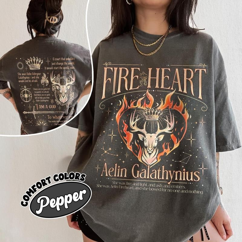 Fireheart TOG Fan Merch Comfort Colors Shirt, Aelin Galathynius Fireheart T Shirt, To Whatever End Tee, Bookish Gift, Fantasy Womenswear