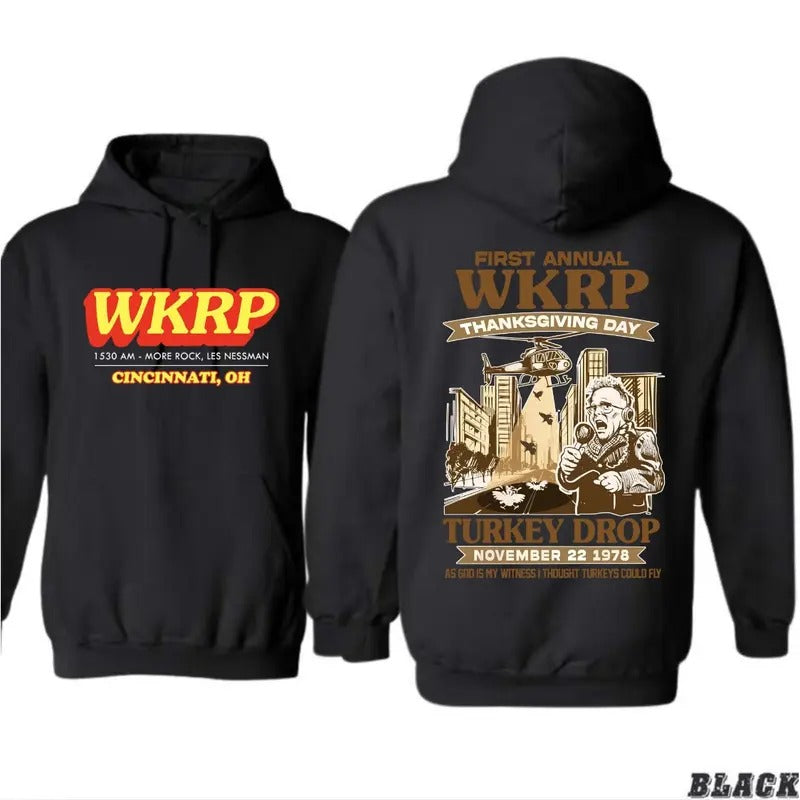 First Annual Thanksgiving Day WKRP Turkey Drop Shirt, In Cincinnati Movie Sweater, Thanksgiving Gift, Happy Thanksgiving Shirt, Drop Turkey Tee