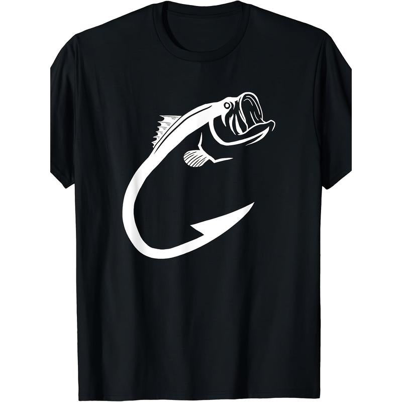 Fishing Lover T-Shirt - Minimal Art Cool Design, Comfortable Breathable, Soft, Casual Short Sleeve, Daily Wear, All Season Made in USA