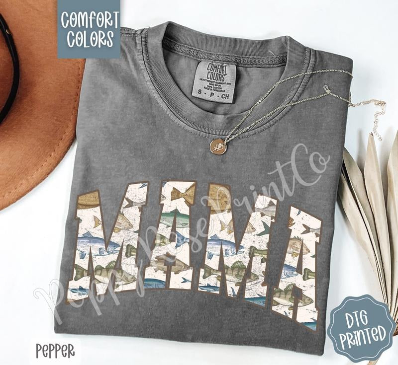 Fishing Mama Shirt Comfort Colors, Cute Fish Mom Tshirt, Trendy Women's Tee, Gift for Her