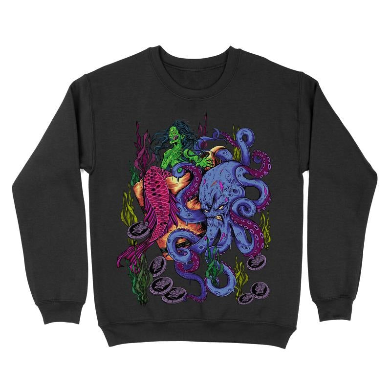 Fleece Crewneck Sweatshirt - Zombie Mermaid Graphic