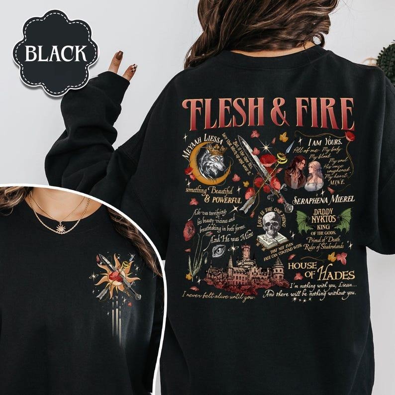 Flesh and Fire Sweatshirt, We Will Rise Shirt, Bookish Shirt, From Blood and Ash Merch, Gift for Readers, Poppy and Casteel Sweater