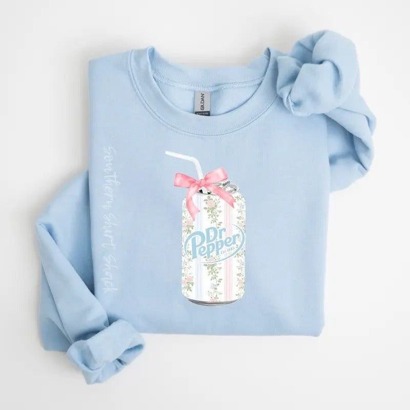 Floral Bow DrP Soda Sweatshirt , Preppy Soda sweatshirt , Floral sweatshirt
