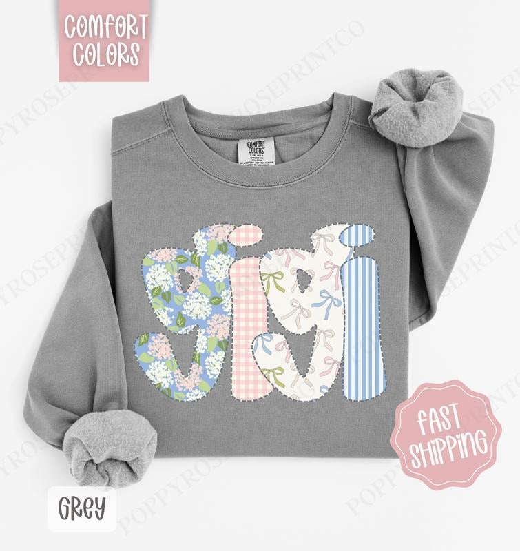 Floral Gigi Comfort Colors Sweatshirt, Cute Spring Grandma Sweater, Coquette Gigi Crewneck