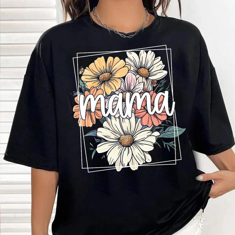 Floral Mama Shirt, Mama Flower Tee, Mothers Day Gift Trendy Style