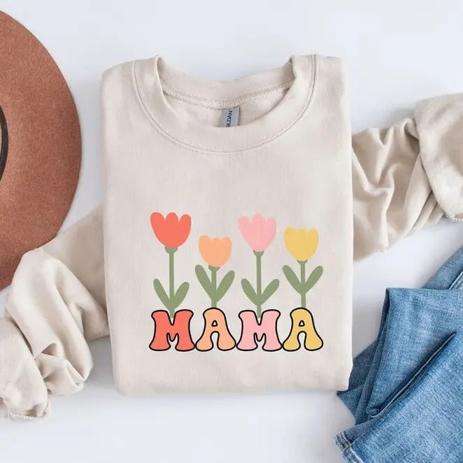 Floral Mama Sweatshirt, Flower Mama Sweatshirt, Cute Mom Shirt, New Mom Shirt, Mommy Gift Sweatshirt, Mom Birthday Gift,...