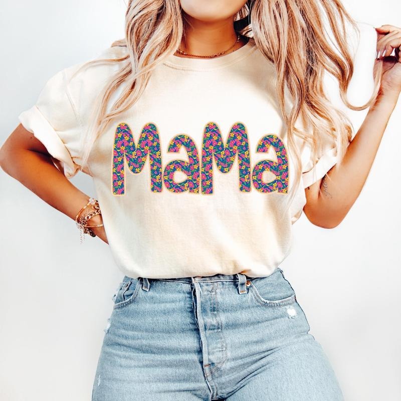Floral Mama T-Shirt, Retro Mama T-Shirt, Preppy Mama T-Shirt, Mothers Day T-Shirt, Mama Varsity T-Shirt, Spring Floral T-Shirt, Gift for Mom, Mama T-Shirt, tshirt hot trend 2025