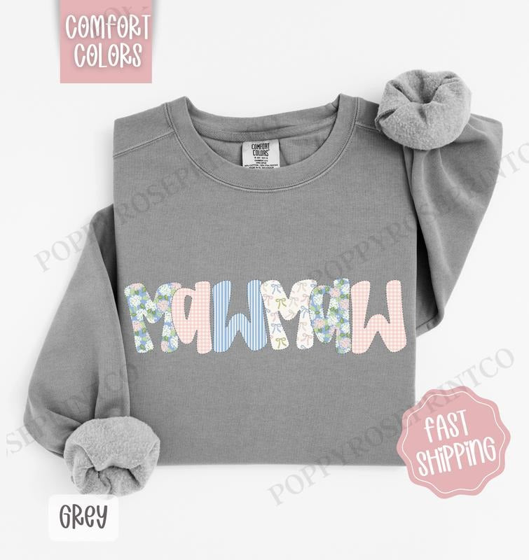 Floral Mawmaw Comfort Colors Sweatshirt, Cute Spring Grandma Sweater, Coquette Mawmaw Crewneck